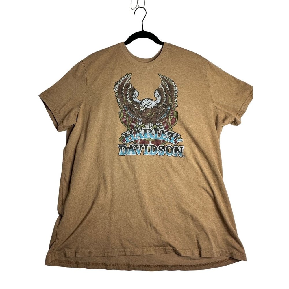 Harley Davidson HD Short Sleeve Eagle Brown Shirt Womens 2XL XXL Slim